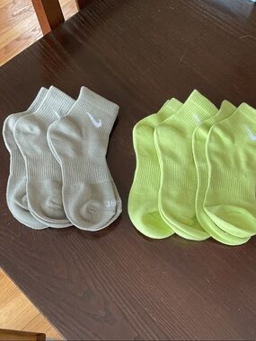 Nike Ankle Socks in Olive and Neon Lime - Pack of Six